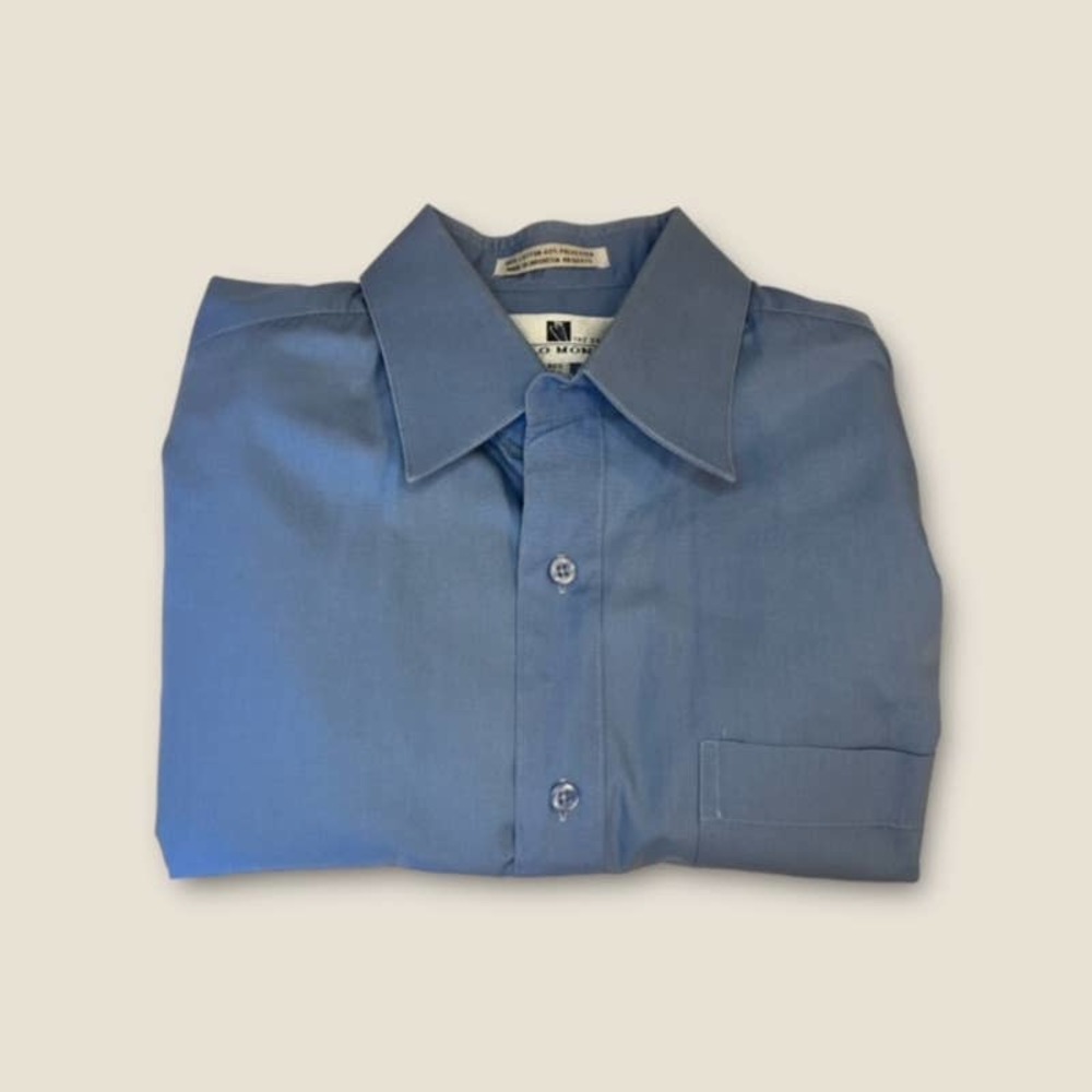 Italo Mondo Mens Long Sleeve Button Down Dress Shirt 15 1/2 34/35 Blue